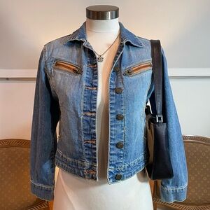 YMI Vintage 90s Y2K Light Blue Denim Moto Jacket